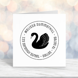 Black Swan Wings up Ronde Adres Zelfinktende Stempel