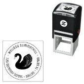 Black Swan Wings up Ronde Adres Zelfinktende Stempel (In situ)