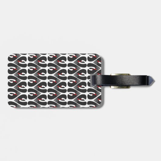 BLACK SWANS HEART PATTERN BAGAGELABEL (Achterkant horizontaal)