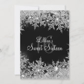 Black Sweet 16 Diamond Snowflake Winter Wonderland Kaart (Voorkant)