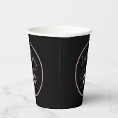 Black Sweet 16 Pink & White Script Paper cup Papieren Bekers (Rechts)