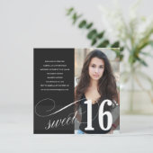 Black Sweet 16 Uitnodiging (Staand voorkant)