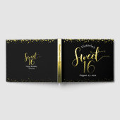 Black Sweet 16 Verjaardag Keepsake Echt Gouden Fol Gastenboek (Volledig)