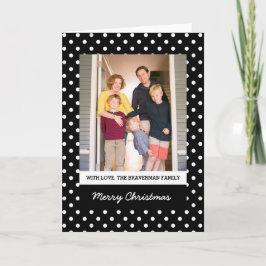 Black Sweet Polka Dot Holiday Foto Wenskaart Feestdagen Kaart