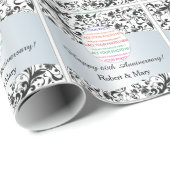 Black Swirl 60th Wedding Jubileum Foto Cadeaupapier (Rol Hoek)