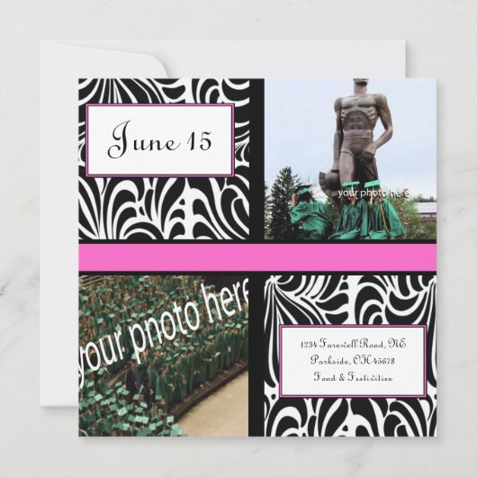 Black Swirl Afstuderen Farewell Invitation Kaart (Achterkant)