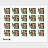 Black swirl badge aangepaste foto-afstuderen stick vierkante sticker (Vel)