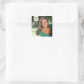 Black swirl badge aangepaste foto-afstuderen stick vierkante sticker (Tas)