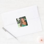 Black swirl badge aangepaste foto-afstuderen stick vierkante sticker (Envelop)