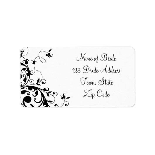 Black Swirl Bruiloft RSVP Retouradres Label (Voorkant)