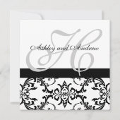 Black Swirl Damask Wedding Uitnodiging (Voorkant)