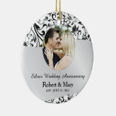 Black Swirl en Silver 25th Wedding Jubileum Keramisch Ornament (Rechts)
