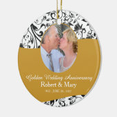 Black Swirl & Gold Jubileum 50th Wedding Keramisch Ornament (Links)