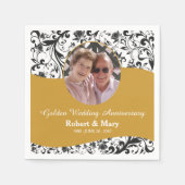 Black Swirl & Gold Jubileum 50th Wedding Servetten (Voorkant)