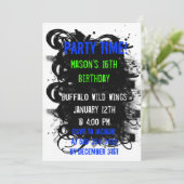 Black Swirl Grunge, Party Time!, Mason's 16e B... Kaart (Staand voorkant)