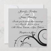 Black Swirl Monogram B Gray Wedding Invitations Kaart (Achterkant)