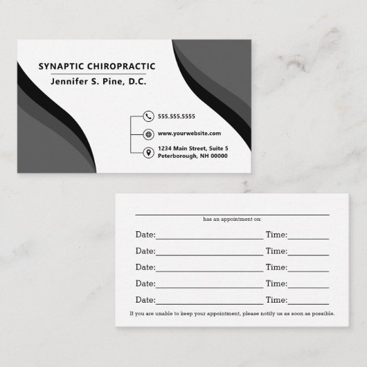 Black Swirl Professional Multiple Appointment Card Afsprakenkaartje (Voorkant / Achterkant)