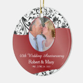 Black Swirl & Red 40th Wedding Jubileum Foto Keramisch Ornament (Links)