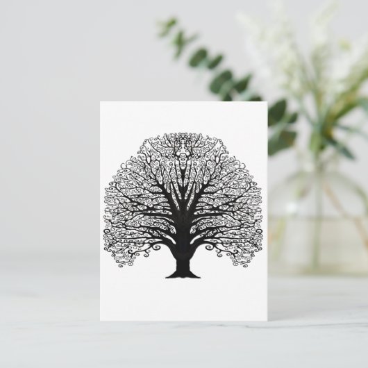 Black Swirl Tree Briefkaart (Staand voorkant)