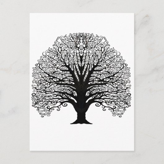 Black Swirl Tree Briefkaart (Voorkant)