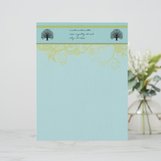 Black Swirl Tree Custom Briefhoofd (Staand voorkant)