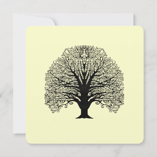 Black Swirl Tree Invitation Kaart (Achterkant)