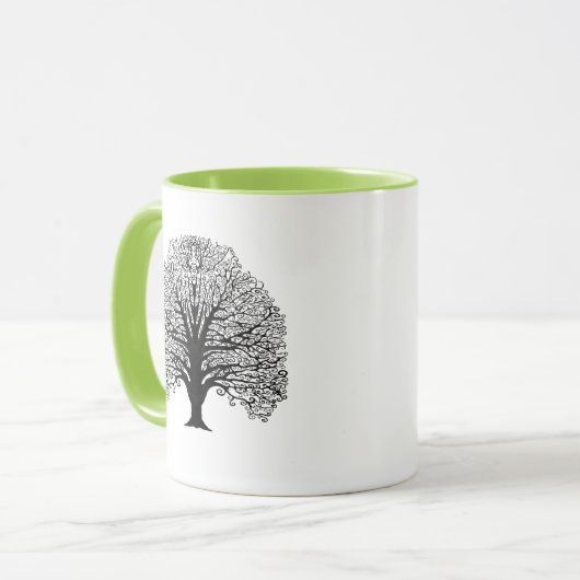 Black Swirl Tree Mok (Voorkant links)