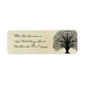 Black Swirl Tree Return-adres Etiket (Voorkant)