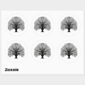 Black Swirl Tree Ronde Sticker (Vel)