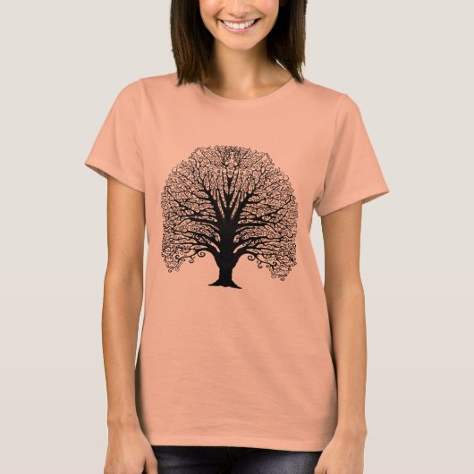 Black Swirl Tree T-shirt (Voorkant)