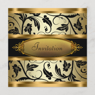 Black Swirl Vines Zwart Goud All Occasion Party Kaart