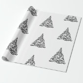 Black Swirls Christmas Trees on White Cadeaupapier (Uitgerold)