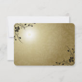 Black Swirls Gold Metallic Damask Wedding RSVP Kaartje (Achterkant)