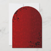 Black Swirls Lighter Red Metallic Damask Wedding Kaart (Achterkant)