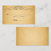 Black Swirls Vintage Wedding Place Card Plaatskaartje (Voorkant / Achterkant)