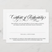 Black Swirly Script Certificaat van echtheid (Voorkant / Achterkant)