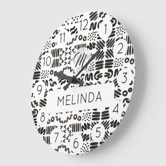 Black Symbol Pattern Modern Room Grote Klok (Hoek)