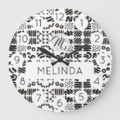 Black Symbol Pattern Modern Room Grote Klok (Voorkant)