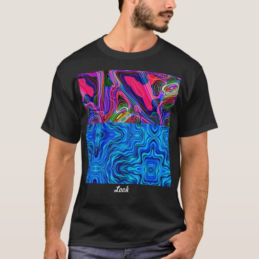 black t-shirt for men with neon print (Voorkant)