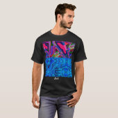 black t-shirt for men with neon print (Voorkant volledig)