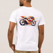 Black t-shirt with a bold motorcycle design. (Achterkant)