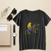 Black T-Shirt with Watercolor Bird