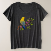 Black T-Shirt with Watercolor Bird (Design voorkant)