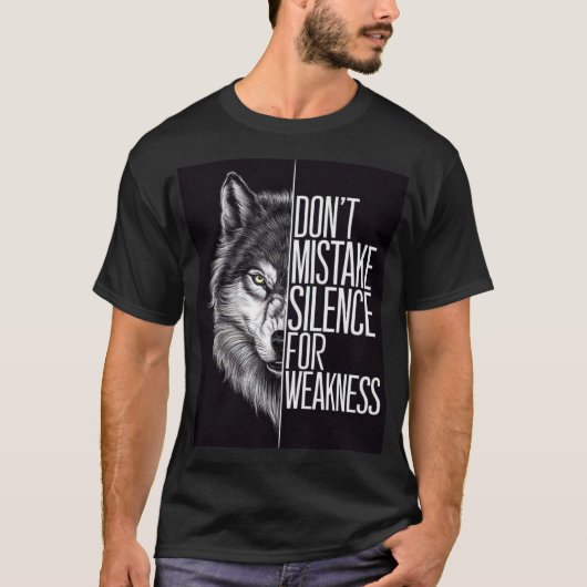 Black T_ shirt with wolf Design  (Voorkant)