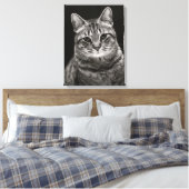 Black Tabby Kitten Canvas Afdruk (Insitu (Slaapkamer))