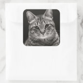 Black Tabby Kitten Vierkante Sticker (Tas)