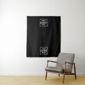 Black Table Runner Banner Business 2 Logos Eveneme Wandkleed (In situ)