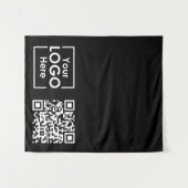 Black Table Runner Banner Business Logo QR-code Wandkleed (Voorkant (horizontaal))