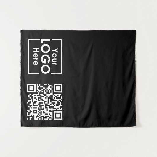 Black Table Runner Banner Business Logo QR-code Wandkleed (Voorkant (horizontaal))