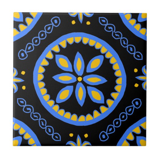 Black Talavera Tegel Tegeltje (Voorkant)